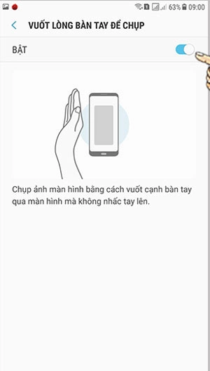 bật tính năng chụp màn hình