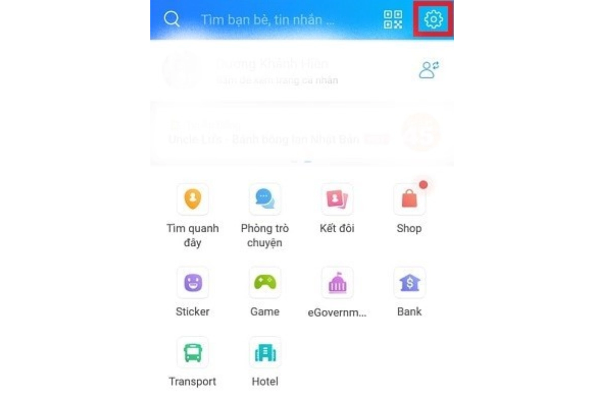 Cách bật bong bóng chat zalo bước 2