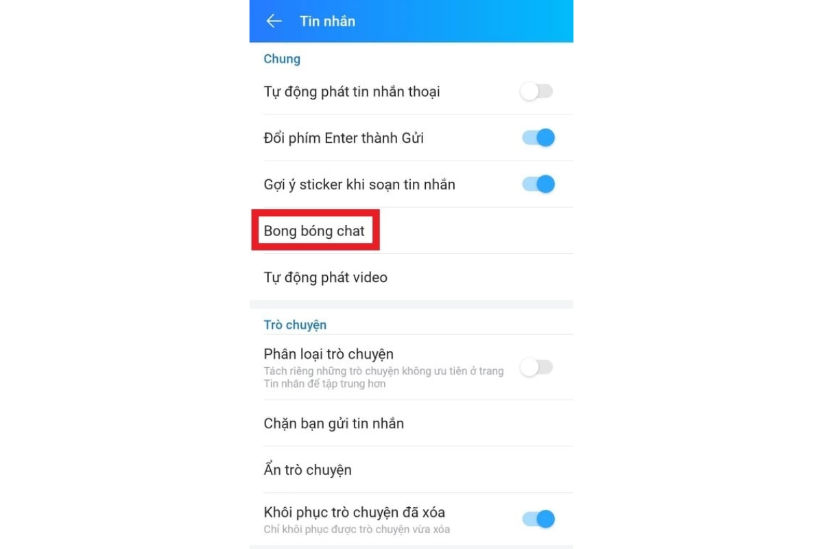 Cách tắt bong bóng chat bước 4