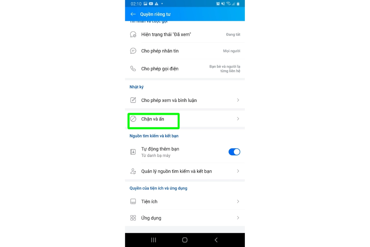 chặn cuộc gọi zalo 19