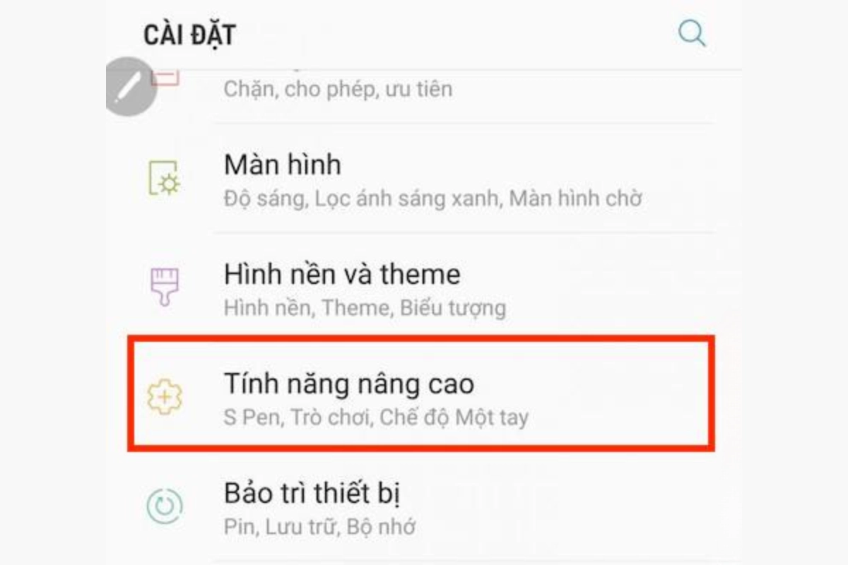 Cách chụp màn hình Samsung note 9 bằng tính năng nâng cao