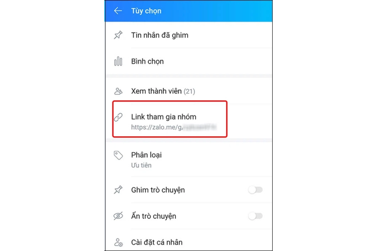 sao chép liên kết Zalo 3