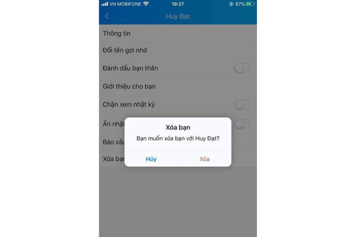 Xóa danh bạ zalo 5