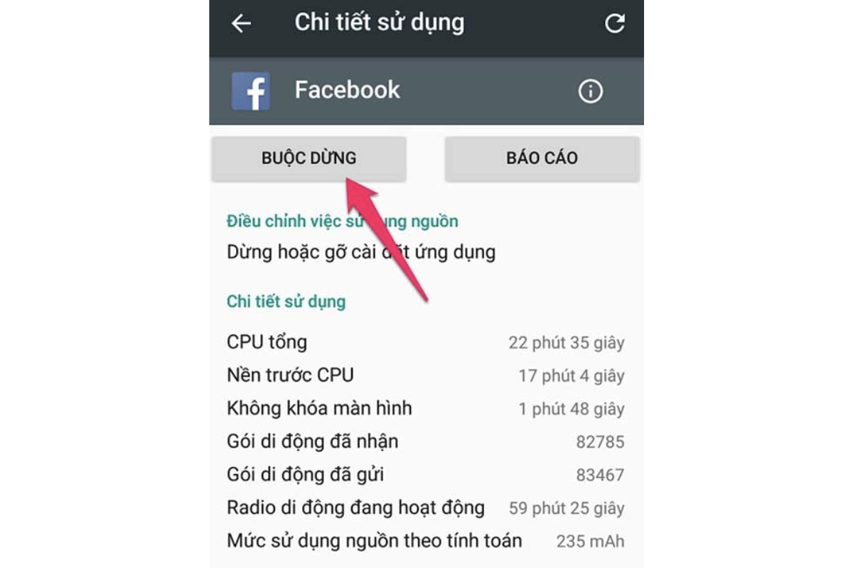 Chọn buộc dừng