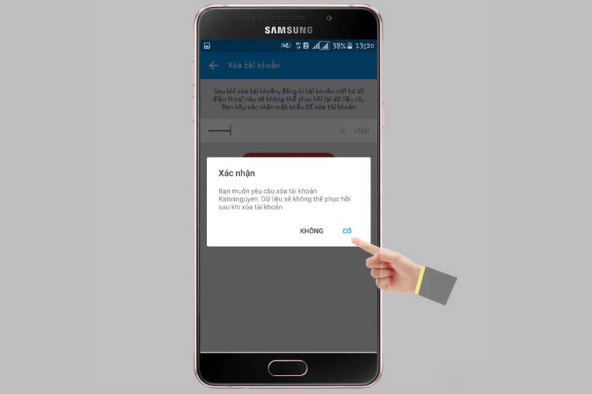 Chọn Có khi bảng thông báo hiện ra