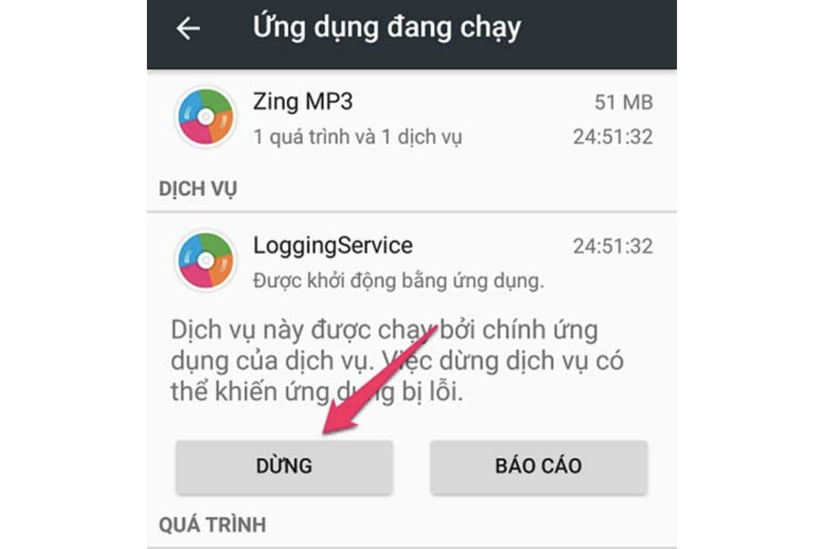 chọn dừng