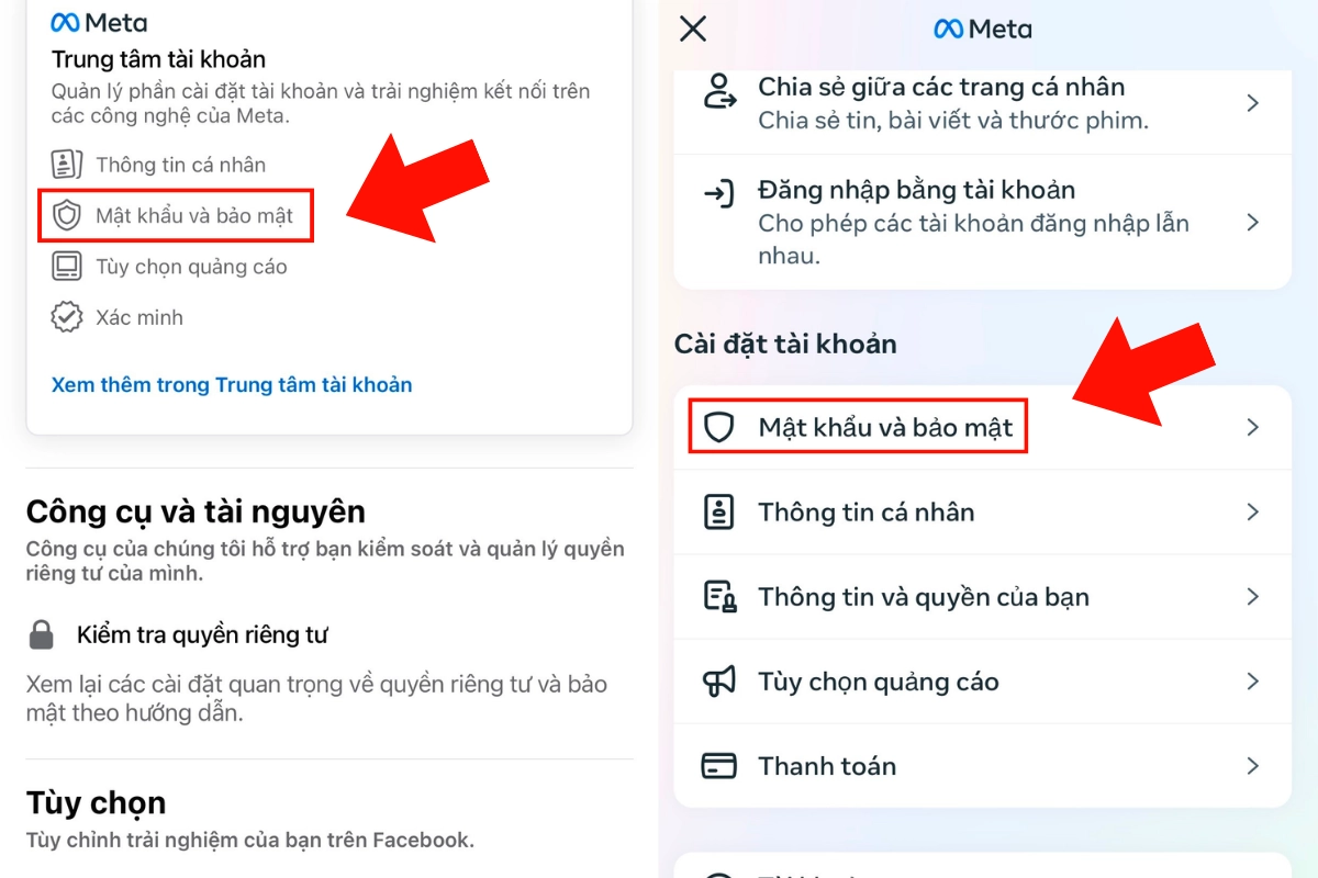Chọn mật khẩu và bảo mật