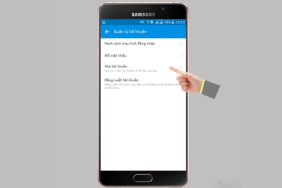 Chọn xóa tài khoản
