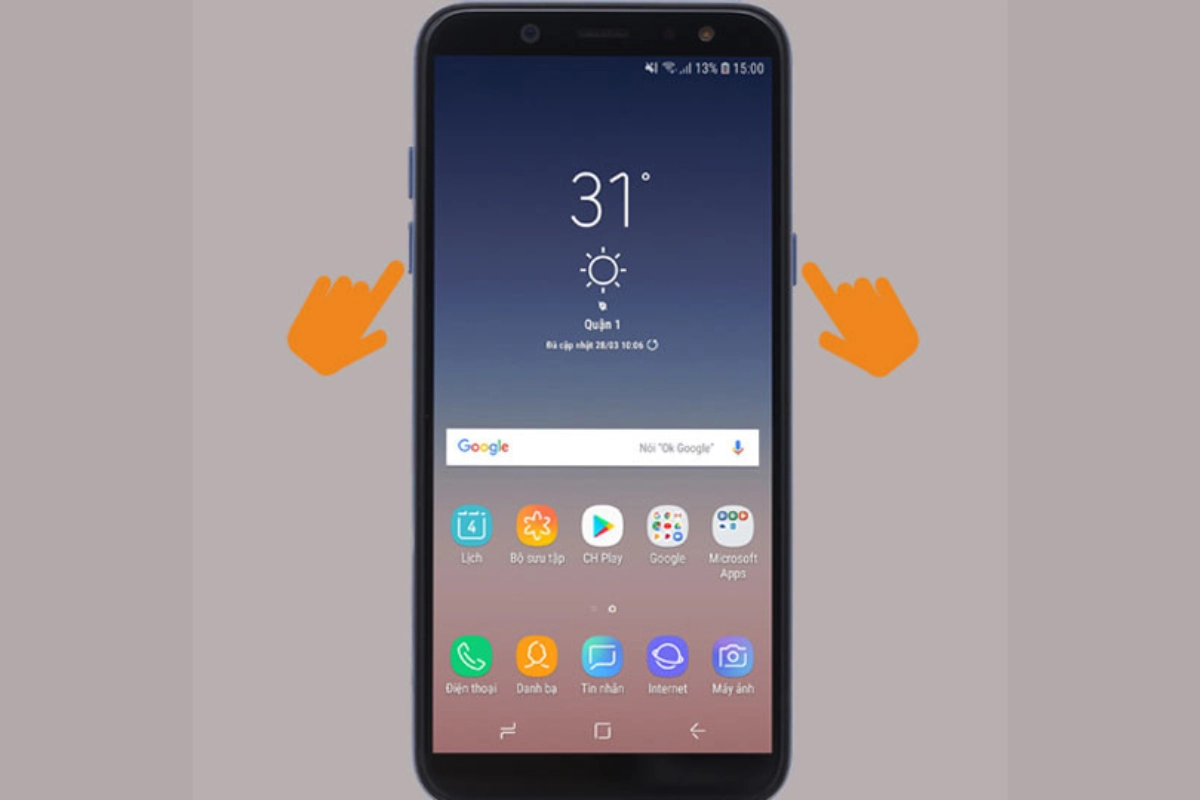 Chụp màn hình samsung note 9 bằng phím vật lý