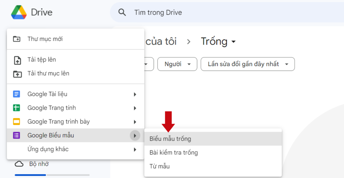 Cách tạo biểu mẫu trên Google Drive