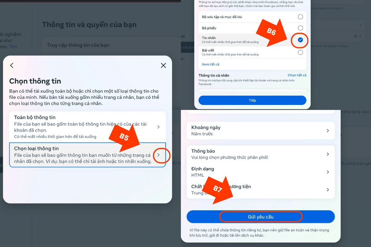 Gửi yêu cầu tải để khôi phục tin nhắn