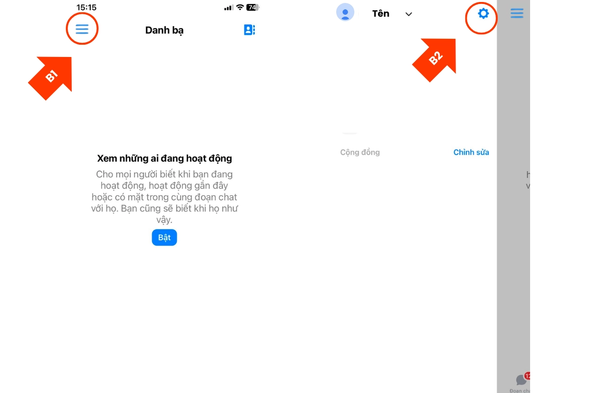 nhấn vào dấu gạch trên góc trái và chọn biểu tượng bánh răng