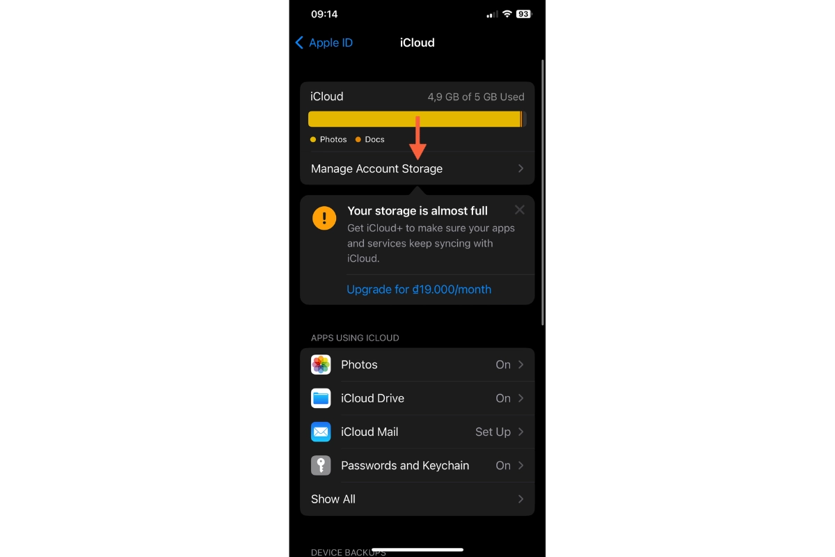Bước 4 xóa các bản sao lưu cũ
