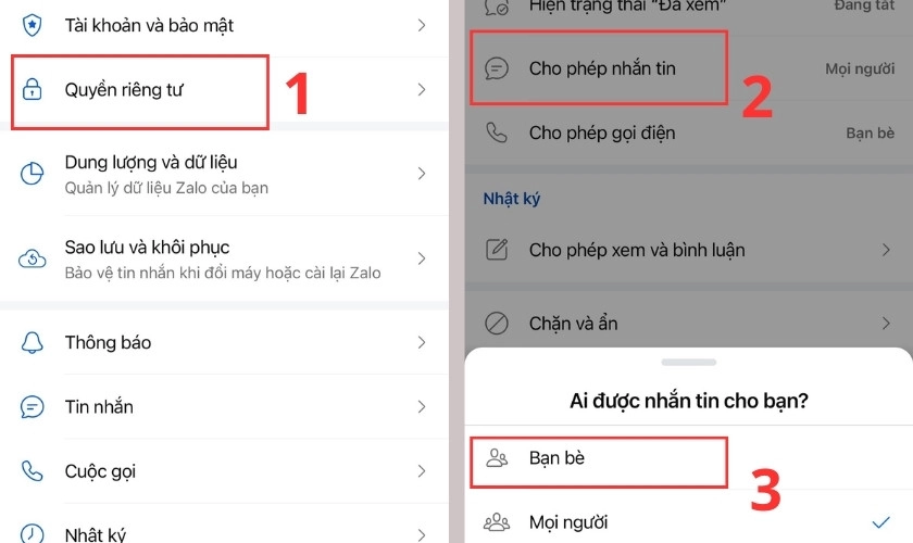 Bật tính năng không nhận tin nhắn từ người lạ trên ứng dụng Zalo