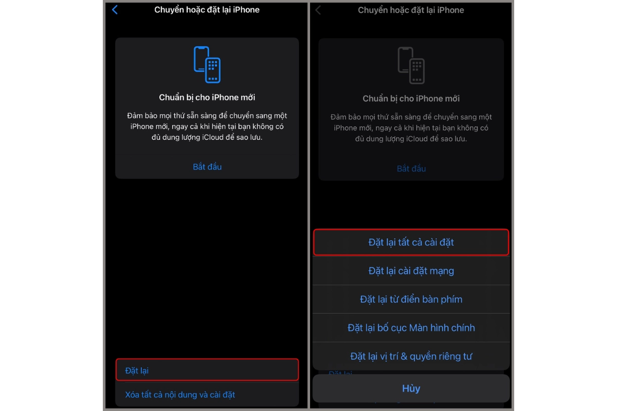 Bước 2 Đặt lại