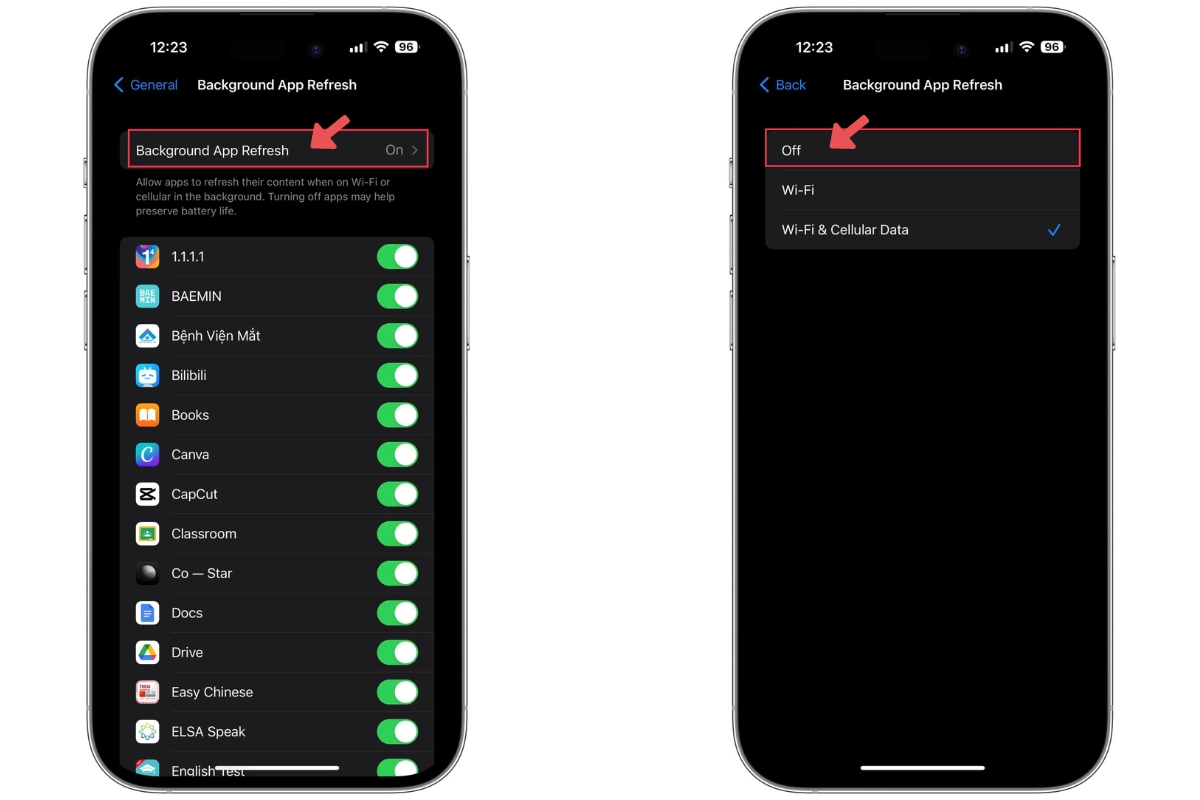 Làm mới ứng dụng
