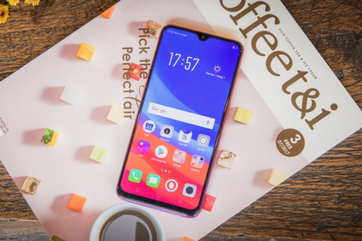 Màn hình Oppo F9 sau khi được thay mới, hiển thị rõ nét