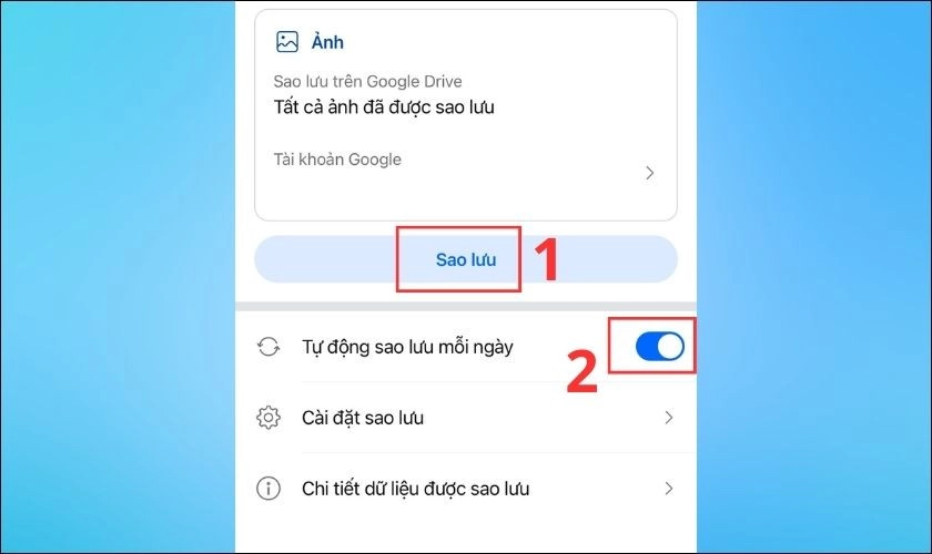 Sao lưu dữ liệu trên Zalo