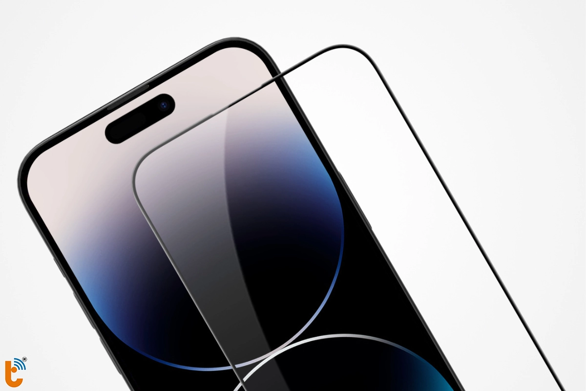 Dùng miếng dán cường lực bảo vệ màn hình iP 14 Prm