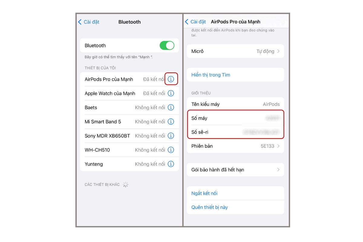 Cách check IMEI AirPods Pro bằng Bluetooth