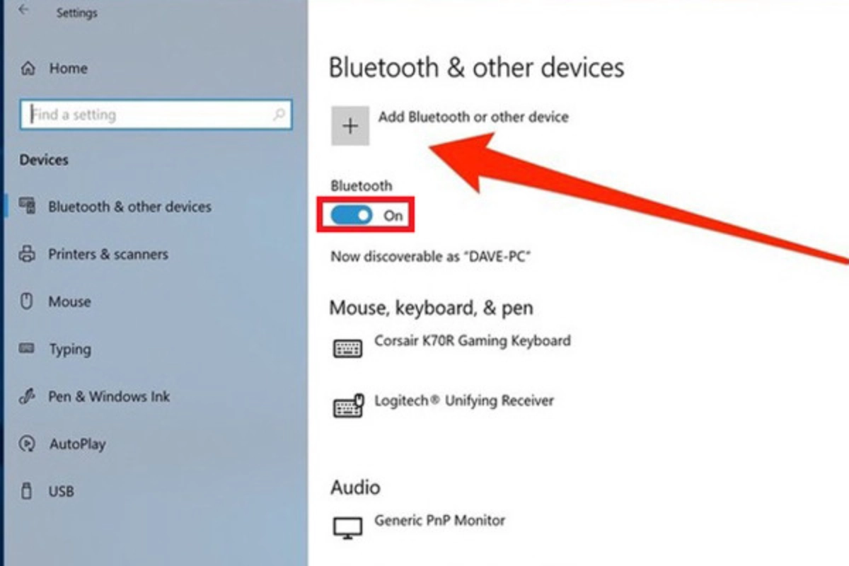 chọn Add Bluetooth or other device