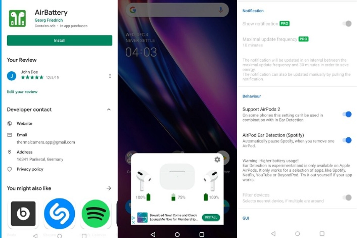 Cách kiểm tra pin Airpods trên Android