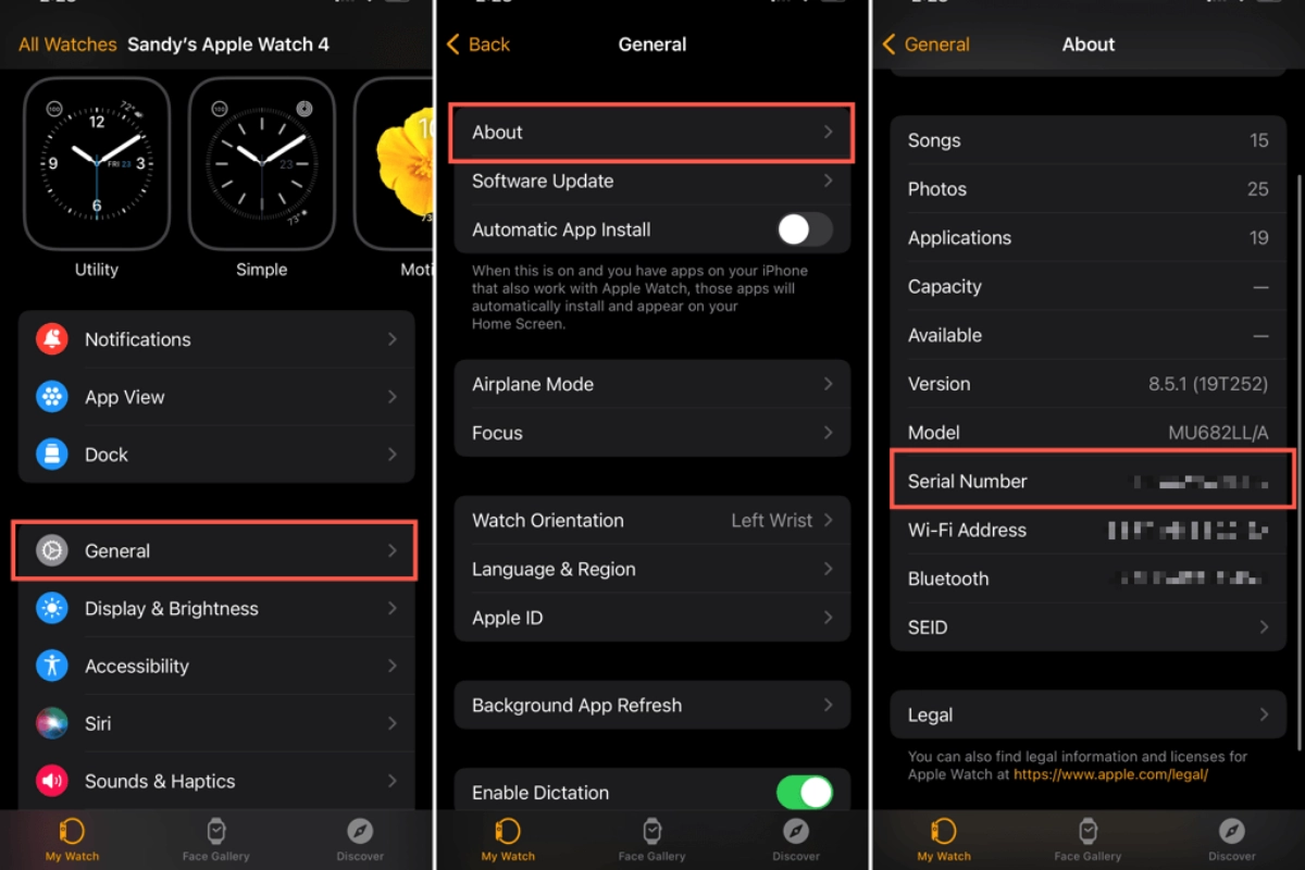 Check IMEI Apple Watch trên iPhone