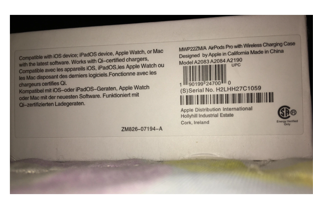 Check Serial trên vỏ hộp AirPod Pro