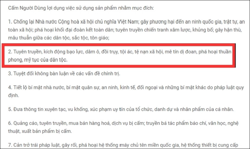 Chính sách của Zalo