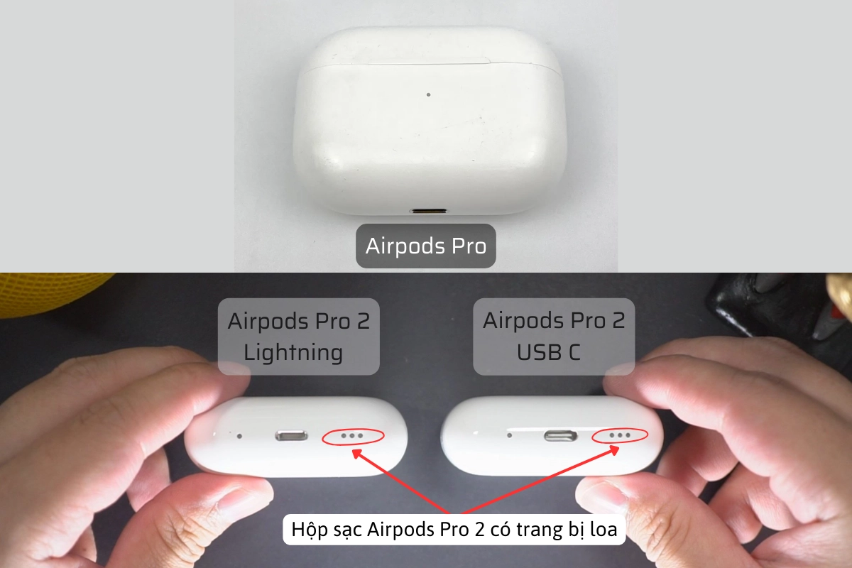 Airpods Pro 2 được cải tiến thêm loa ở hộp sạc