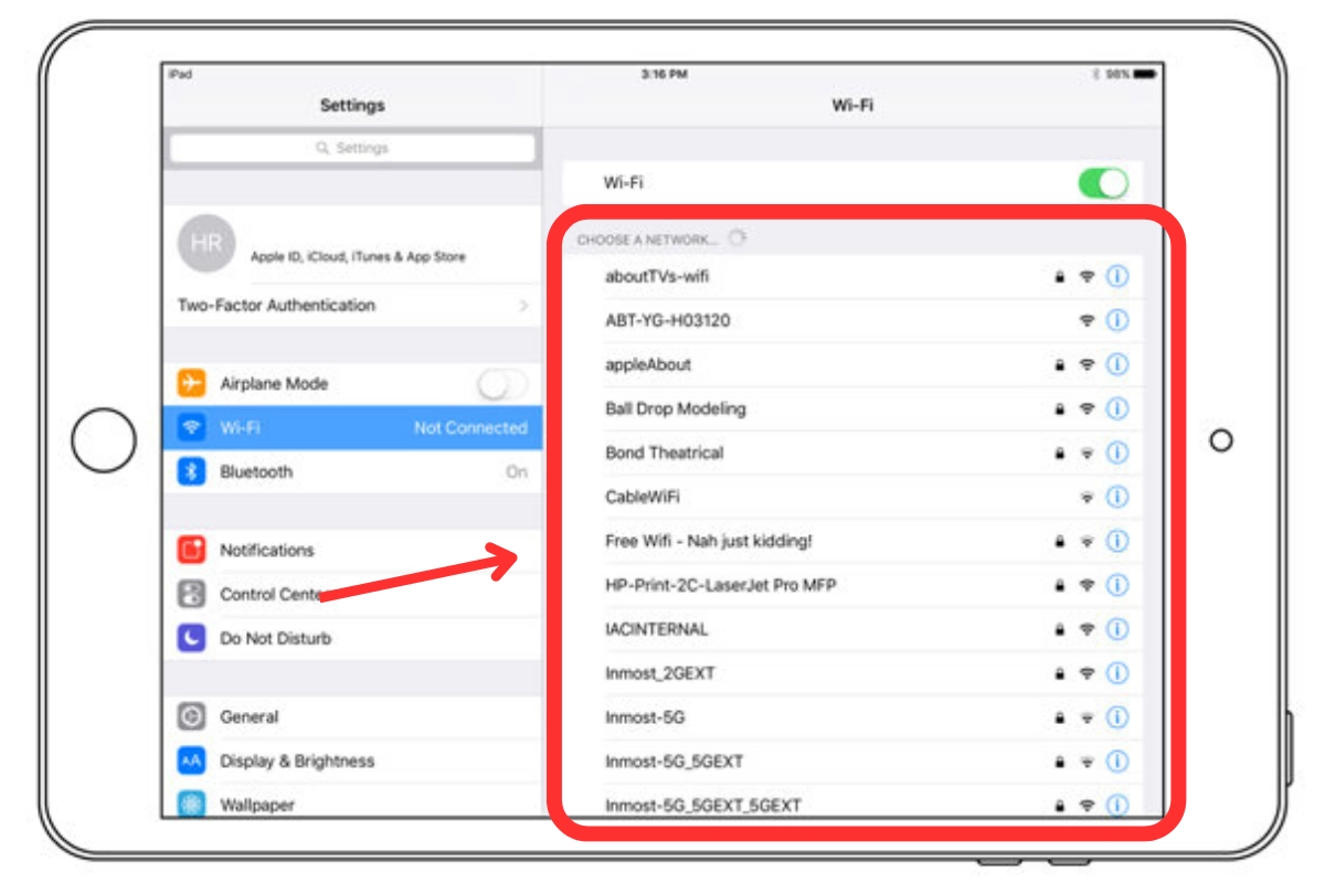 Thử kết nối với mạng WiFi khác
