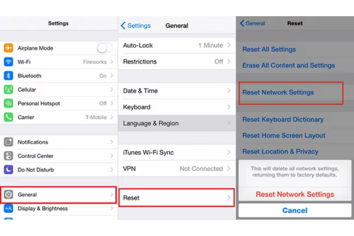 Đặt lại cài đặt mạng iPad