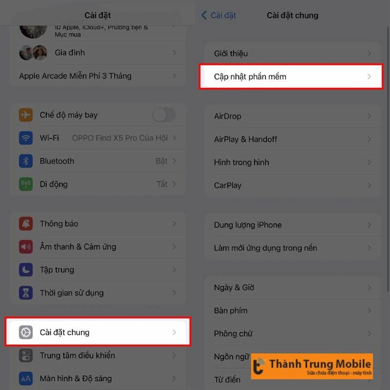 Cập nhật phần mềm IOS 17.3