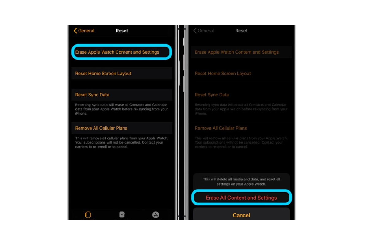 Khởi động lại Apple Watch bằng iPhone