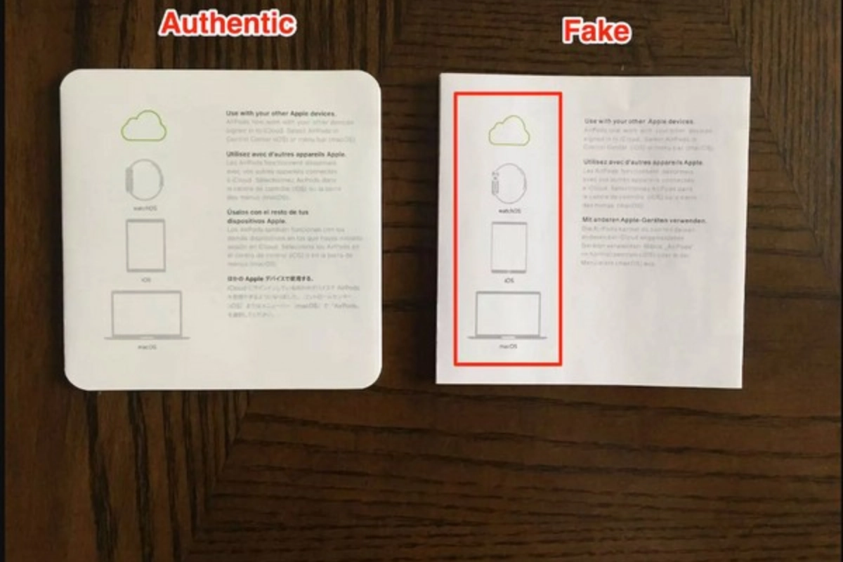 Kiểm tra Airpod chính hãng bằng sách hướng dẫn sử dụng