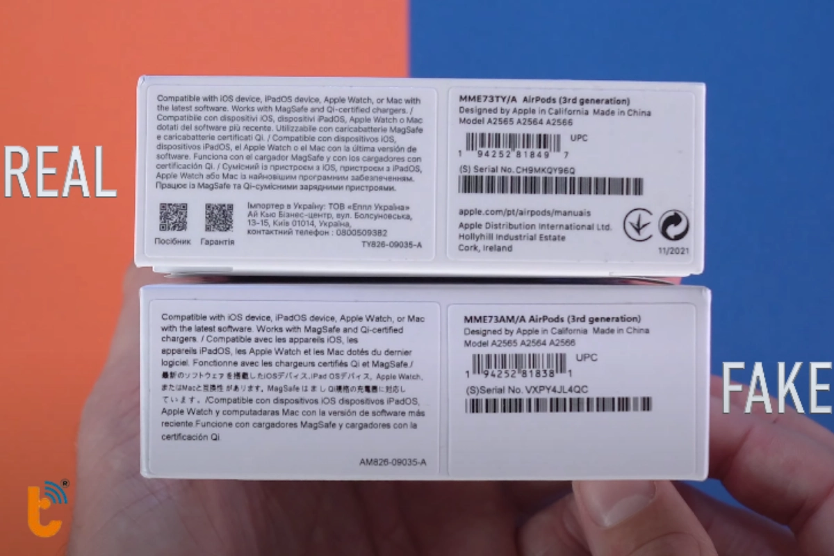 Kiểm tra Airpod thật, giả thông qua bao bì sản phẩm
