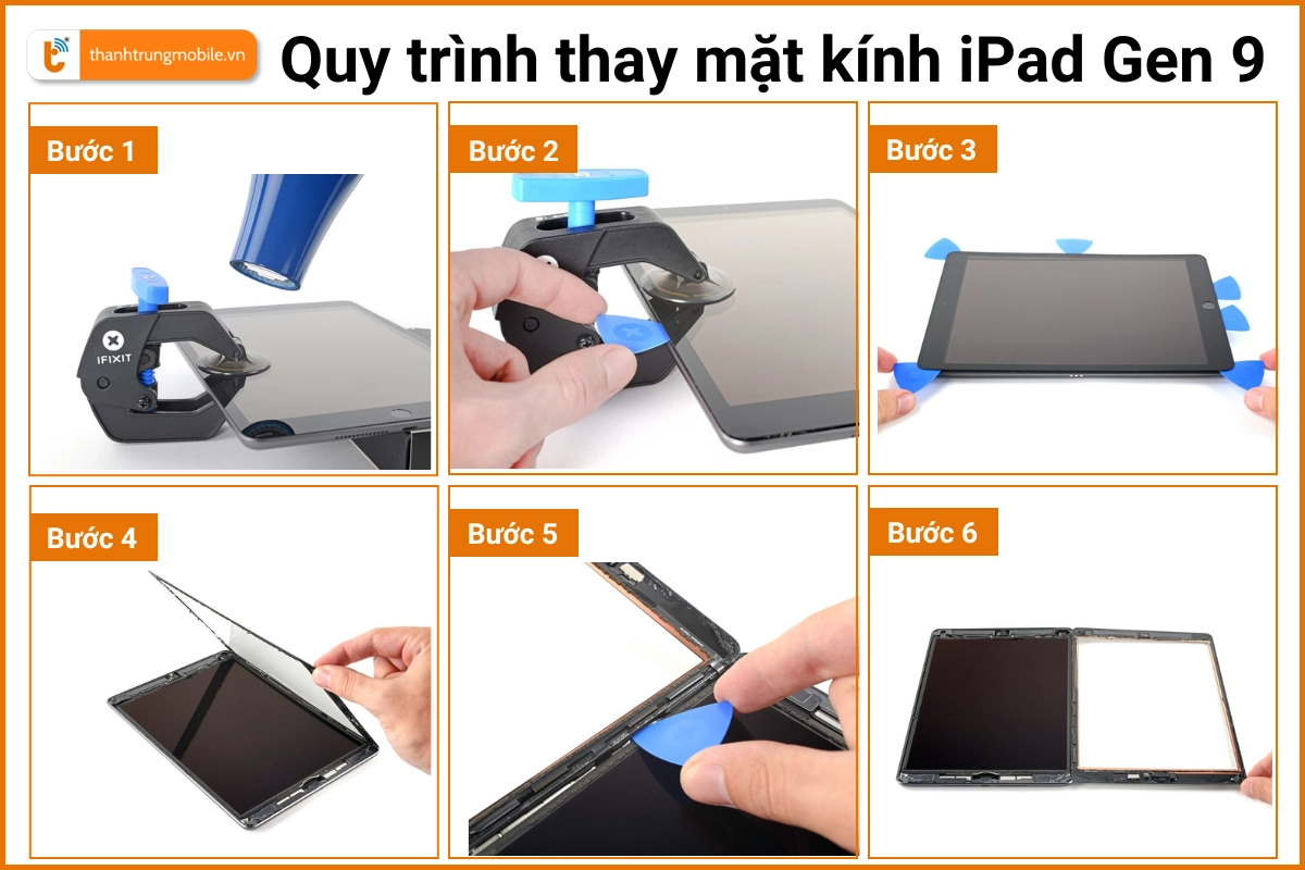 Quy trình thay mặt kính iPad Gen 9