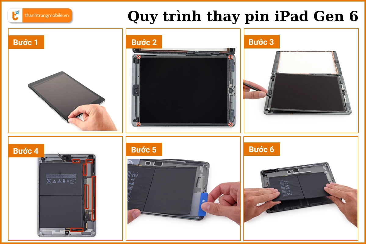 Quy trình thay pin iPad Gen 6