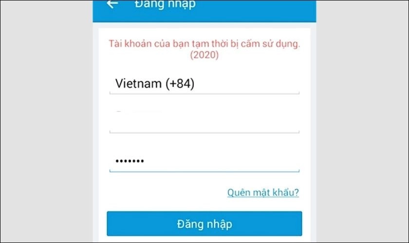 Tài khoản Zalo bị khóa