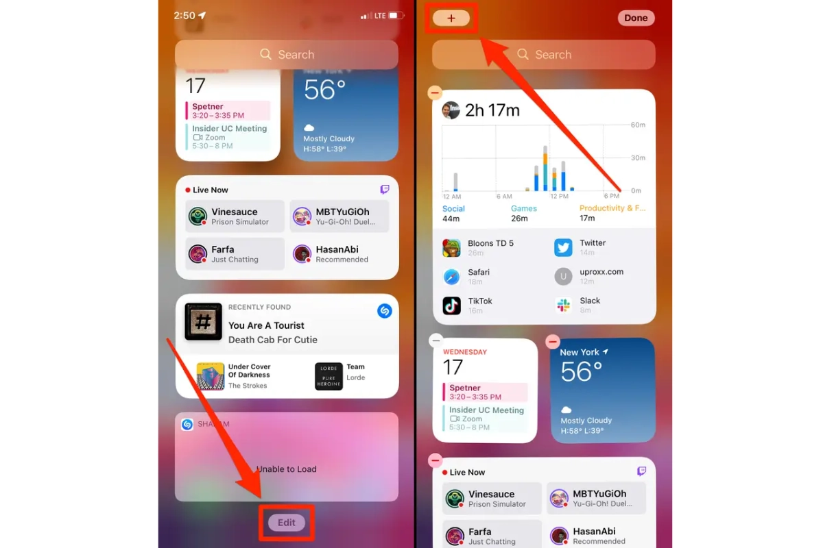 Tìm kiếm Widget trên iPhone