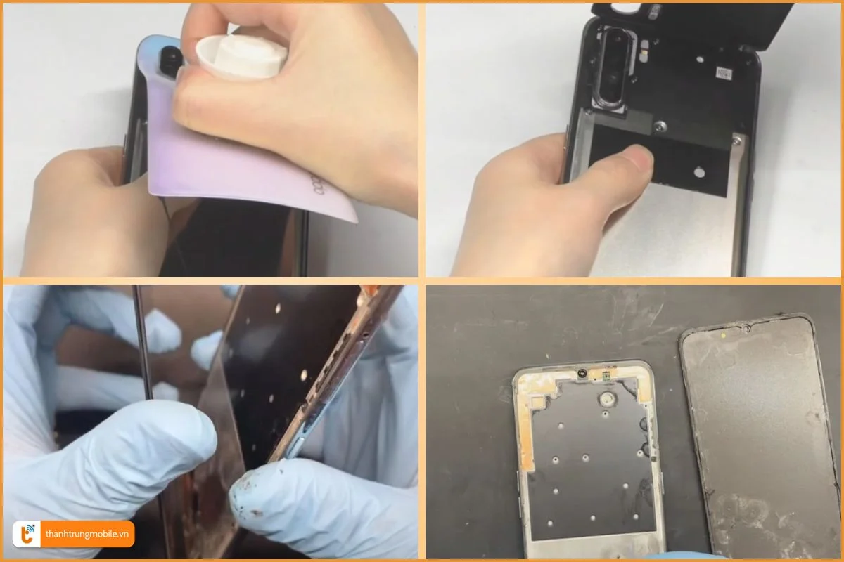 Các bước tháo màn hình Oppo Reno 3 - Thành Trung Mobile