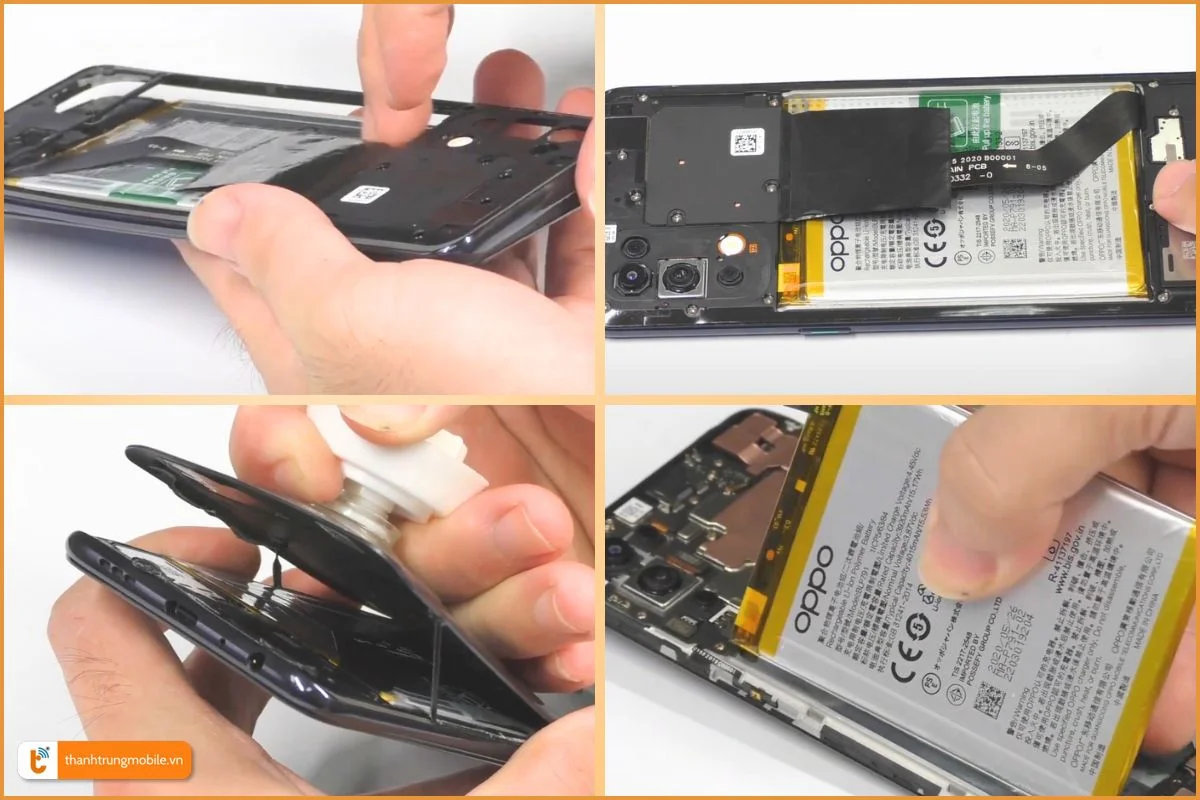 Các bước tháo máy và pin Oppo Reno 4 - Thành Trung Mobile