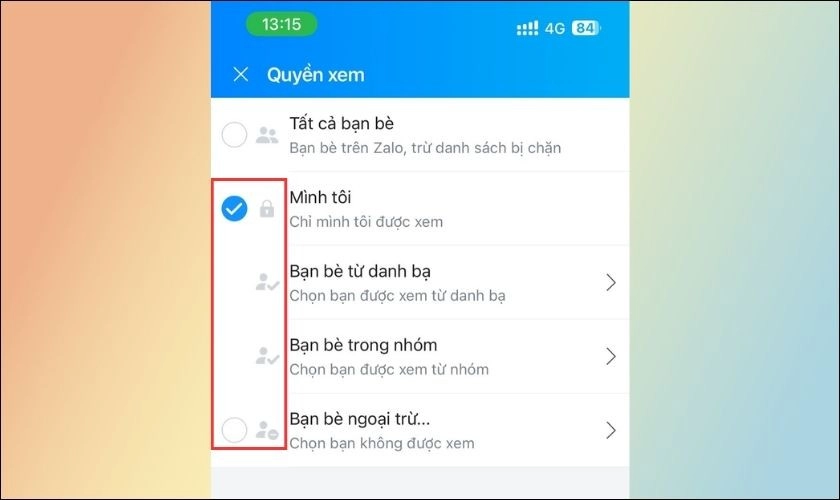 Chọn ẩn nhật ký theo ý muốn