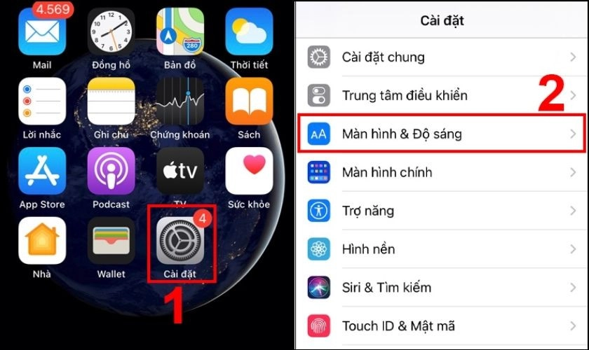 Chọn Màn hình & Độ sáng
