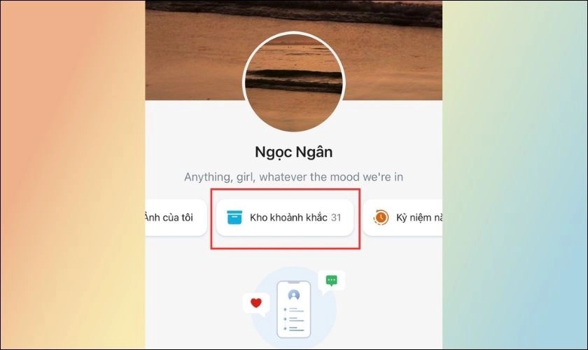 Chọn tiếp vào Kho khoảnh khắc