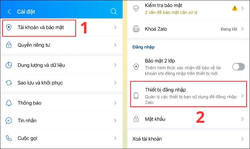 Chọn vào Thiết bị đăng nhập