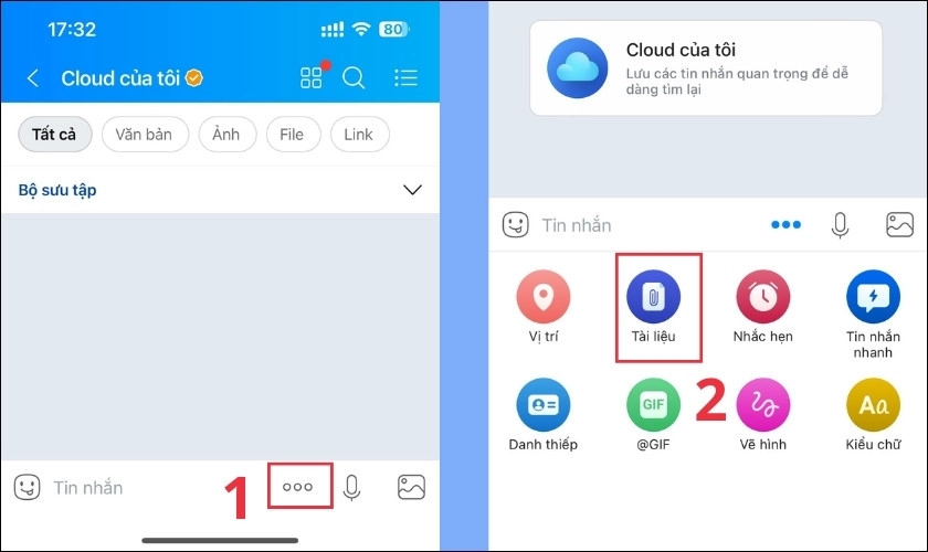 Nhấn vào Tài liệu