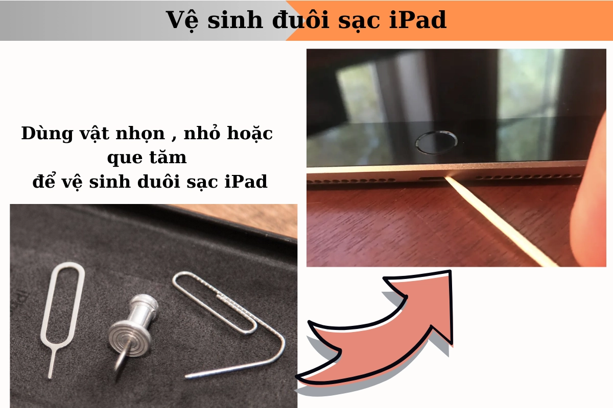 Vệ sinh chân sạc ipad