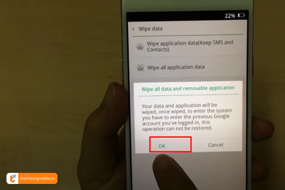 Bạn nên chọn dòng lệnh cuối cùng để đưa máy về trạng thái ban đầu