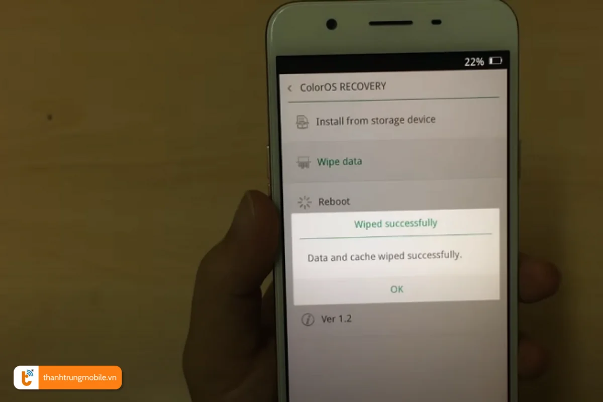  bạn sẽ nhận được thông báo như sau là quá trình reset đã thành công.